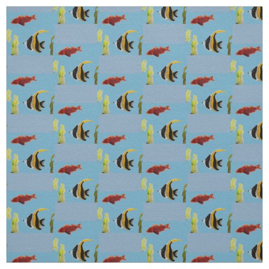 Zeesoside Aquatic Fish Pattern Stof (Swatch)
