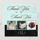 Zeespray + Pearl Damask, Dankkaartjes, Plat Bedankkaart (Voorkant / Achterkant)