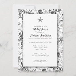 Zeesreepschelpen Slanvis Baby shower Invitae Kaart