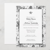 Zeesreepschelpen Slanvis Baby shower Invitae Kaart (Voorkant / Achterkant)