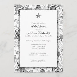 Zeesreepschelpen Slanvis Baby shower Invitae Kaart