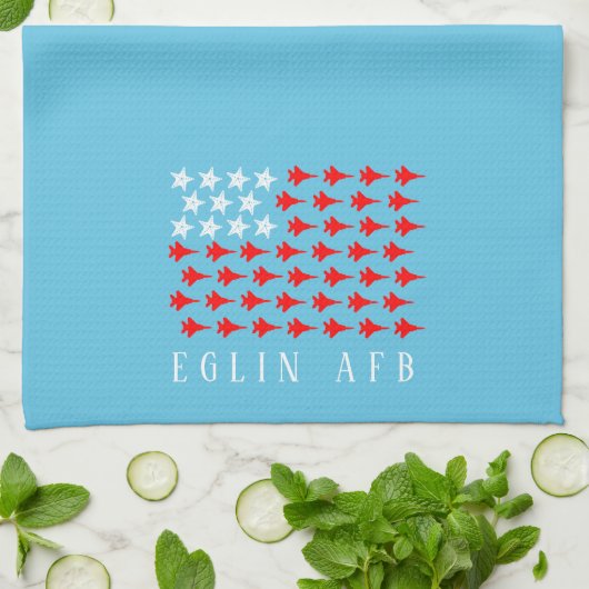 Zeessterren en strike adelaars - Eglin AFB-handdoe Theedoek (Gevouwen)