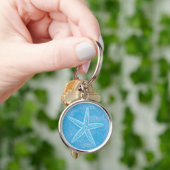 Zeester Aqua Blauw Sleutelhanger (Hand)