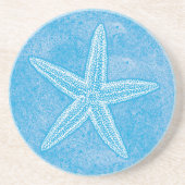 Zeester Aqua Blauw Zandsteen Onderzetter (Voorkant)