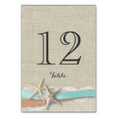 Zeester Aqua en Perzik Ribbon tafel nummer Kaart (Achterkant)