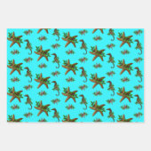 Zeester Aqua Strand Kerst Inpakpapier Vel (Voorkant 3)