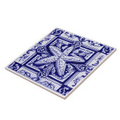 Zeester Blauw en Wit Zee Star Ocean Beach House Tegeltje (Zijkant)