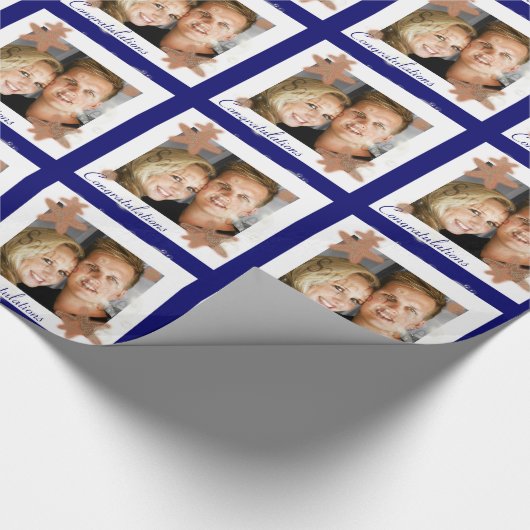 Zeester blauw sinaasappel strand bruiloft cadeaupapier (Hoek)