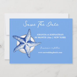 Zeester blauw wit elegant save the date