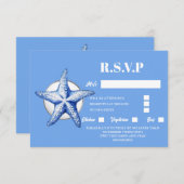 Zeester blauw wit strand kustreactie luxe RSVP kaartje (Voorkant / Achterkant)