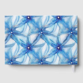 Zeester blauw witte strand kustbestemming folie gastenboek (Achterkant)