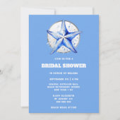 Zeester blauw zilverwit strand vrijgezellenfeest kaart (Voorkant)