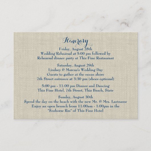 Zeester Blauwe Hydrangea Bruiloft Trouwroute Informatiekaartje (Voorkant)