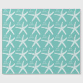 Zeester Blauwgroen Wit Strand Vrolijk Kerstfeest 2 Cadeaupapier (Vlak)