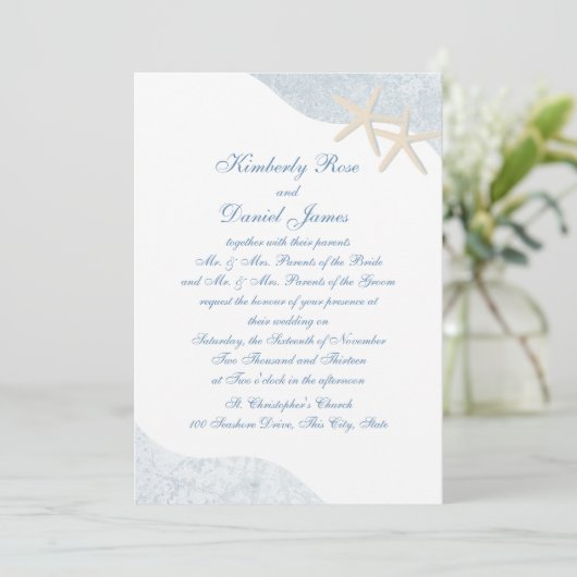 Zeester bruiloft kaart (Staand voorkant)