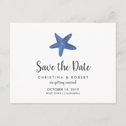 Zeester | Bruiloft op zee Save The Date Aankondigingskaart (Voorkant)