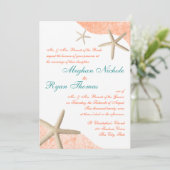 Zeester bruiloft Tropisch Sinaasappel Kaart (Staand voorkant)