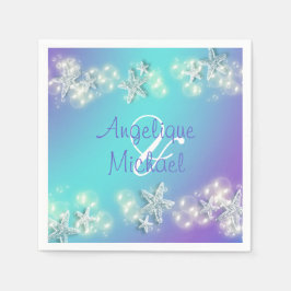 Zeester bubbels blauw paarse witte koppels namen servet