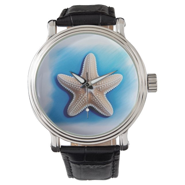 Zeester Crayon Tekening Horloge (Voorkant)