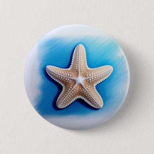 Zeester Crayon Tekening Ronde Button 5,7 Cm (Voorkant)