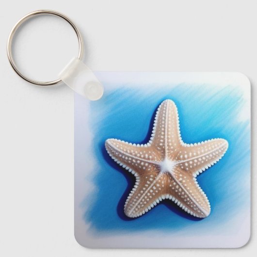 Zeester Crayontekening Sleutelhanger (Voorkant)