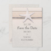 Zeester Cream Wit Strand Trouw Save the Date Aankondigingskaart (Voorkant / Achterkant)