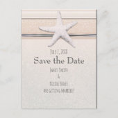 Zeester Cream Witte Strand Trouw Save the Date Aankondigingskaart (Voorkant)