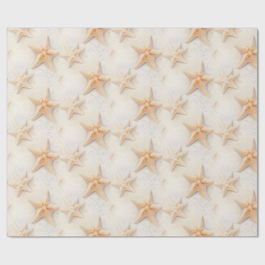 Zeester Cream Zand Ivoor Strand Bruiloft Cadeaupapier (Vlak)