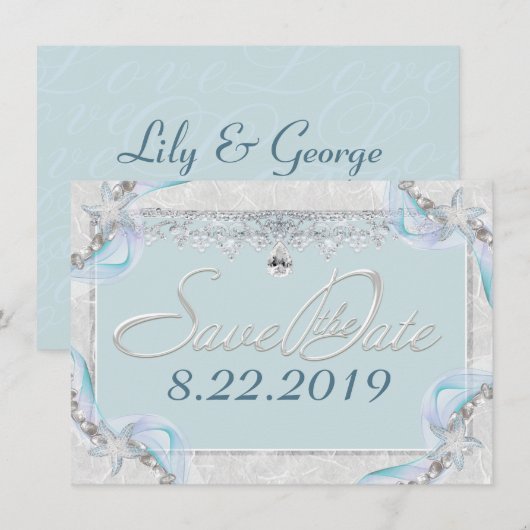 Zeester & Diamanten Save the Date (Voorkant / Achterkant)