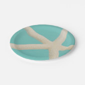 Zeester elegant oceaan modern strand turkoois crèm papieren bordje (Gekanteld)