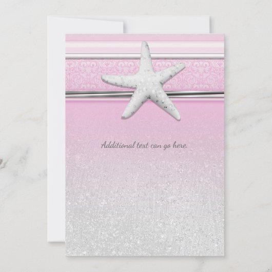 Zeester Elegante Strand Roze Sweet 16 Uitnodiginge Kaart (Achterkant)