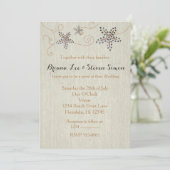 Zeester Elegantie Strand Linnen Trouw Uitnodiging (Staand voorkant)