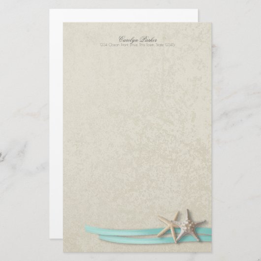 Zeester en Aqua Lint Briefpapier (Voorkant / Achterkant)