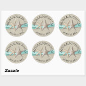 Zeester en Aqua Lint Ronde Sticker (Vel)