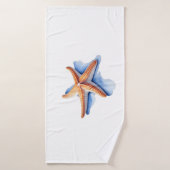Zeester en blauw silhouet badhanddoek (Badhanddoek)