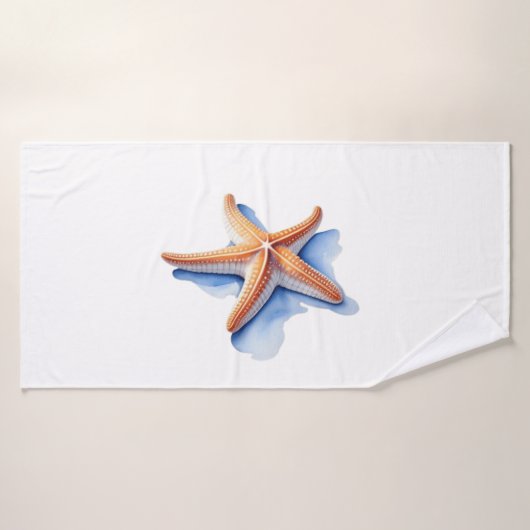 Zeester en blauw silhouet badhanddoek (Badhanddoek)