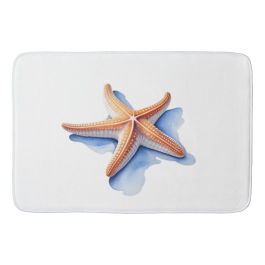 Zeester en blauw silhouet badmat (Voorkant)