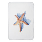 Zeester en blauw silhouet badmat (Voorkant Verticaal)