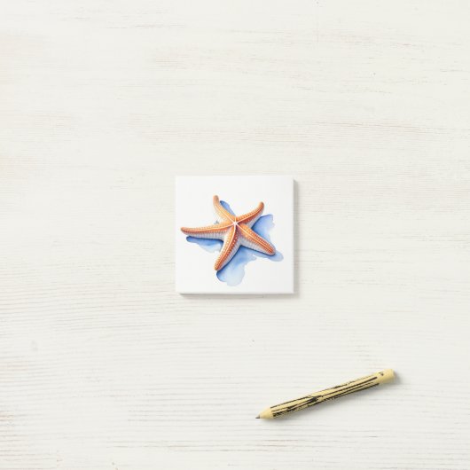 Zeester en blauw silhouet post-it® notes (Op bureau)