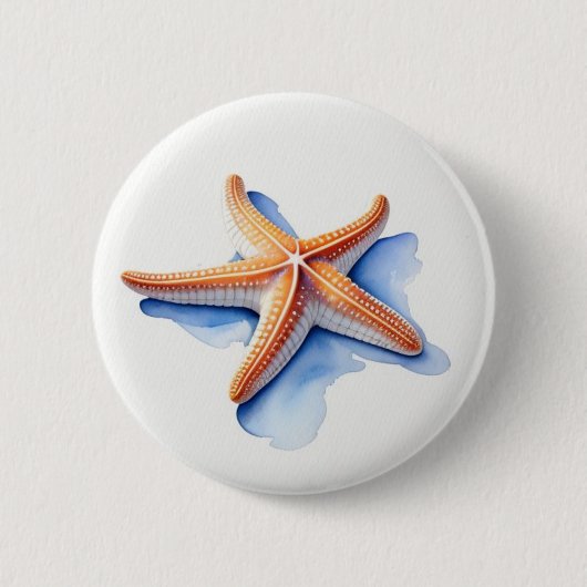 Zeester en blauw silhouet ronde button 5,7 cm (Voorkant)