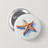 Zeester en blauw silhouet ronde button 5,7 cm (Voorkant /achterkant)
