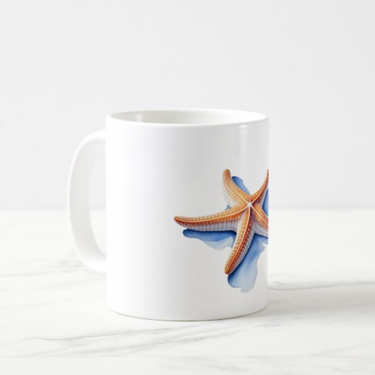 Zeester en Blauwe Silhouet Koffiemok (Voorkant links)