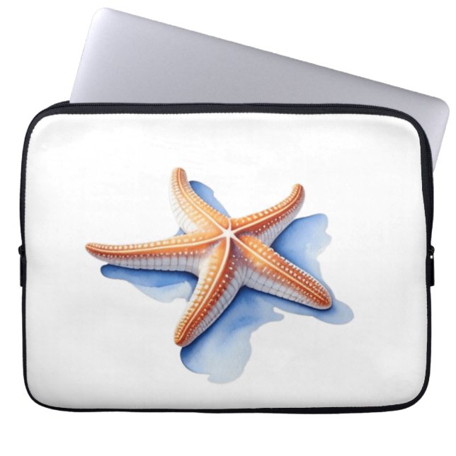 Zeester en Blauwe Silhouet Laptop Sleeve (Voorkant)