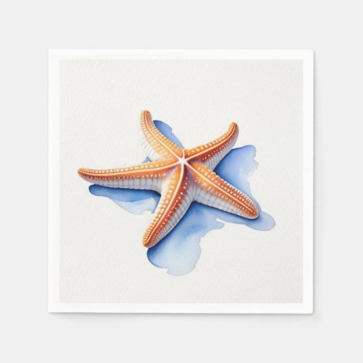 Zeester en Blauwe Silhouet Servet (Voorkant)