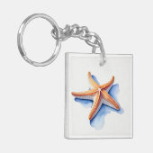 Zeester en blauwe silhouet sleutelhanger (Voorkant Links)