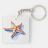 Zeester en blauwe silhouet sleutelhanger (Achterkant)