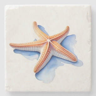 Zeester en Blauwe Silhouet Stenen Onderzetter