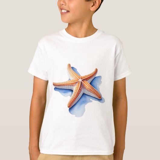 Zeester en Blauwe Silhouet T-shirt (Voorkant)