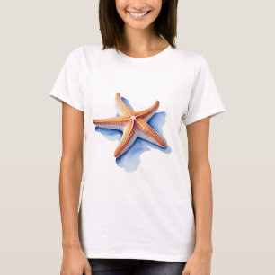 Zeester en blauwe silhouet t-shirt