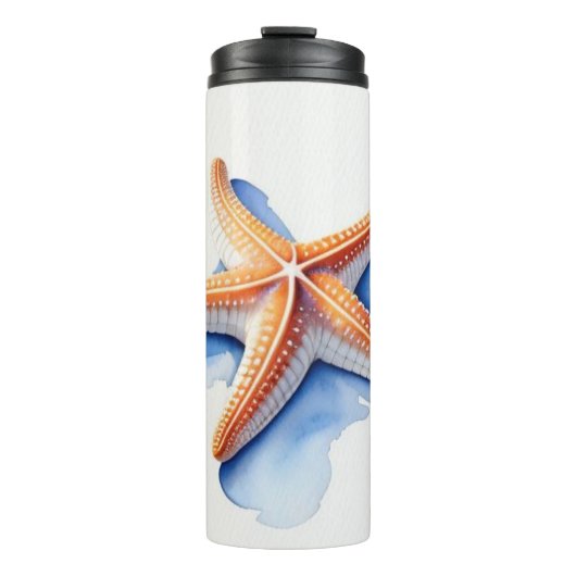 Zeester en Blauwe Silhouet Thermosbeker (Voorkant)